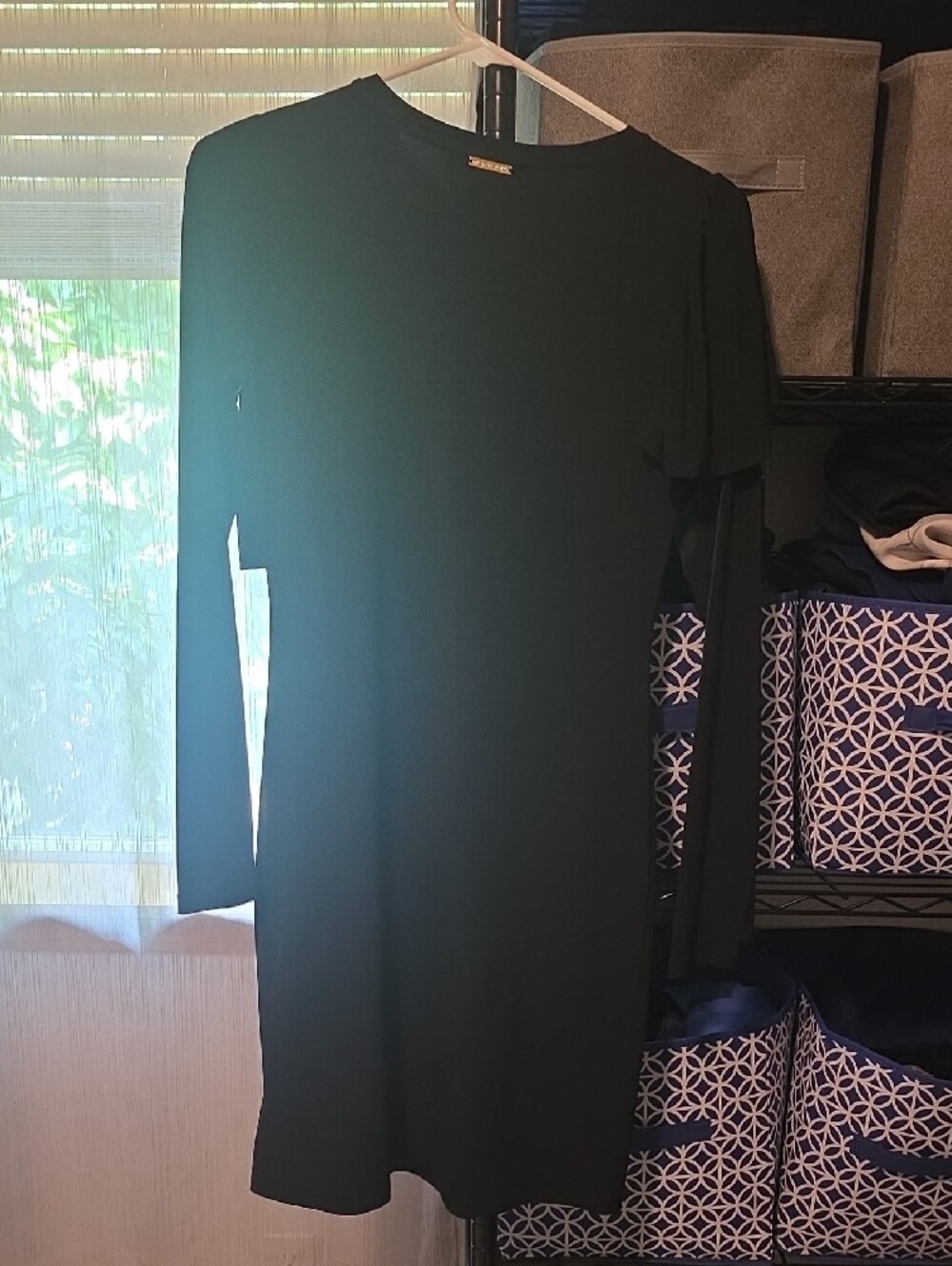 Michael Kors Black Long Sleeve Ruffle-Front Sheath Dress - Picture 6 of 6